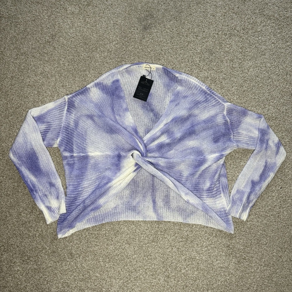 NWT Retail Therapy Boutique Twisted Sweater Size Medium (M/L) Purple Tie Dye